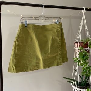 Asymmetrical Green Shirt with Side Belt Buckle